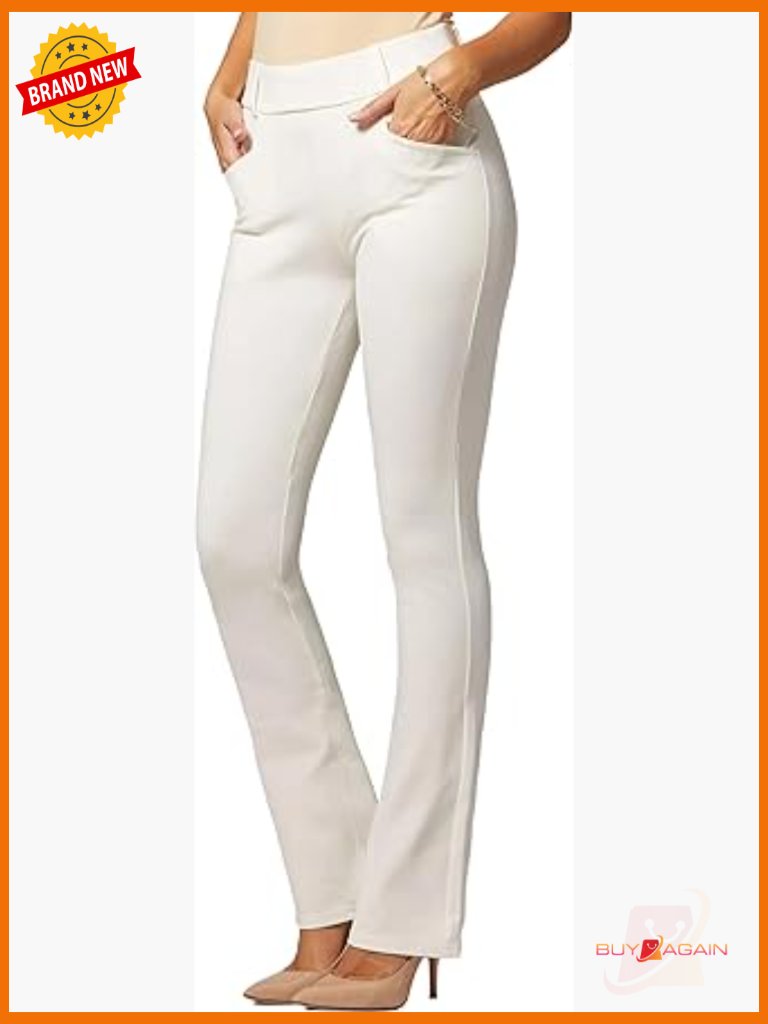 Bootcut Dress Pants With Tummy Control Pockets High Rise Stretch Plus